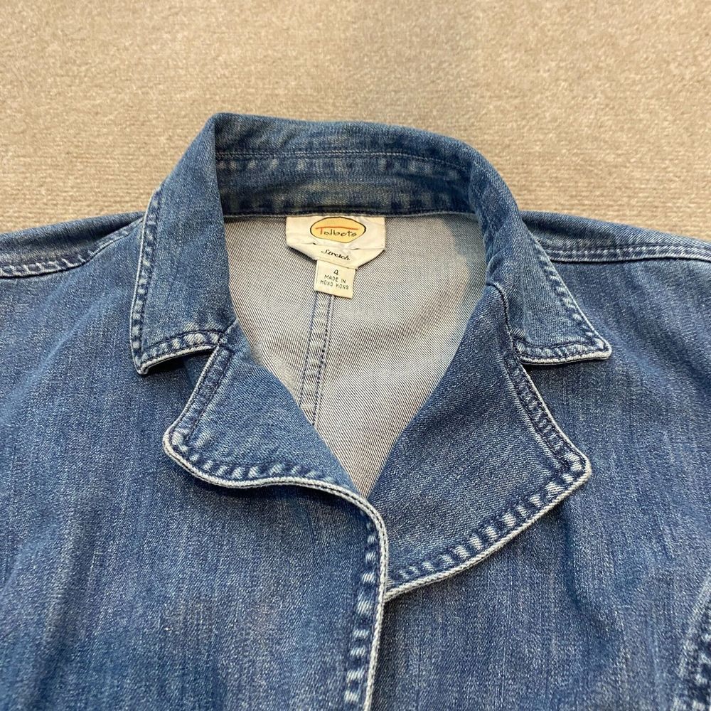 Talbots Jacket Womens‎ 4 Blue Denim Stretch Trucker Flap Pockets Button Front - Picture 2 of 11